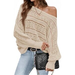 Chic Off-the-Shoulder Cream Sweater